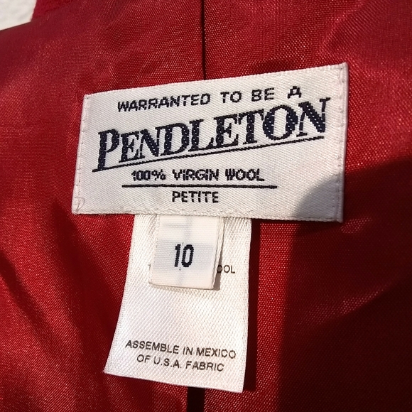 Pendleton Red 80s 90s y2k Wool Button Up Cropped Blazer Jacket Size 10 - Picture 11 of 12